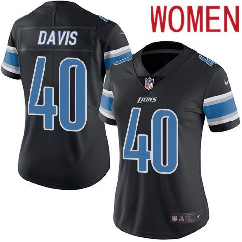Women Detroit Lions 40 Jarrad Davis Nike Black Vapor Limited NFL Jersey